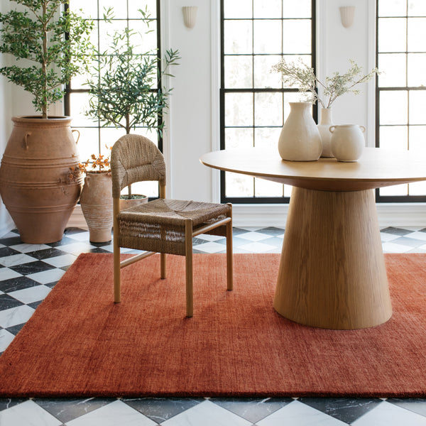 Coffee table red rug